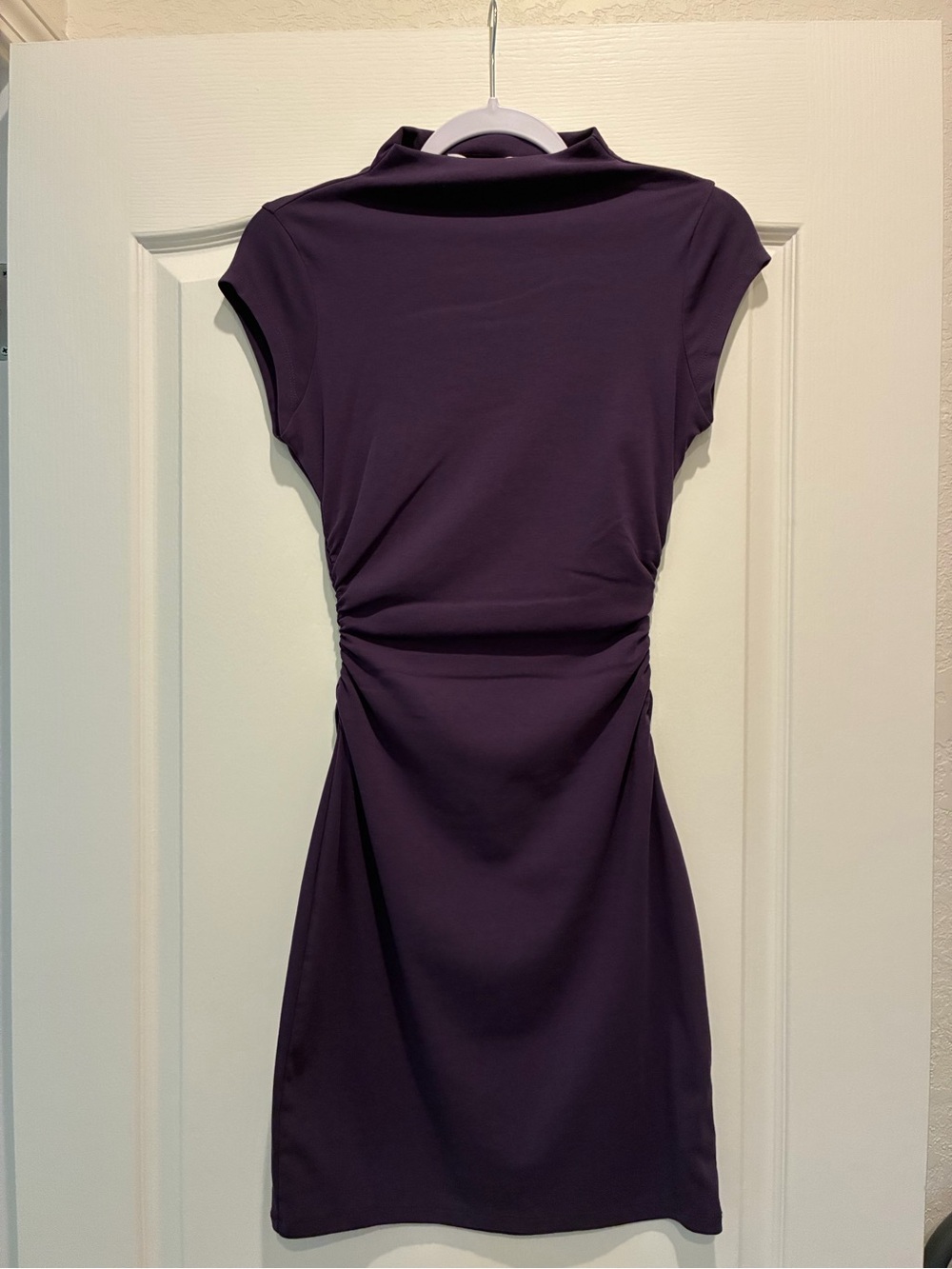 Michael Kors Deep Plum Ruched-Side Mini Dress